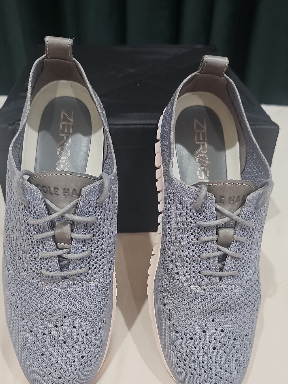 Cole Haan Womans Knit Sneakers - Light Gray and White